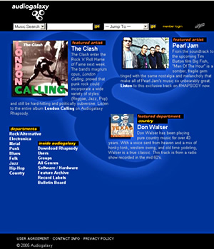 Audiogalaxy website redesign.