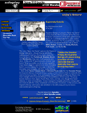 Audiogalaxy website redesign.